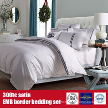 100% algodón 300TC Satén EMB Border Sheet Hotel Fine Linens